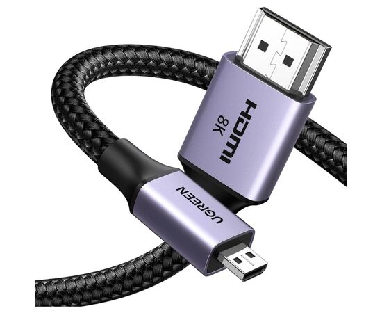 Кабель мультимедийный HDMI M to HDMI micro M 1.0m V2.1 8K60Hz HD164 black Ugreen (15516), изображение 2
