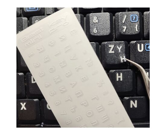 Наклейка на клавиатуру BestKey mini Pro 3,5х3мм, прозора основа, 70, белый (BKmPRO/WhiTr/050), изображение 2 Наклейка на клавиатуру BestKey mini Pro 3,5х3мм, прозора основа, 70, белый (BKmPRO/WhiTr/050), изображение 2
