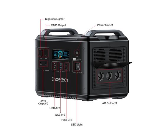 Зарядная станция Choetech BS006 2000W (BS006), изображение 4 Зарядная станция Choetech BS006 2000W (BS006), изображение 4