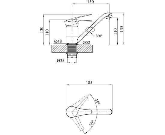 Смеситель Agua Sevilla-C010 (CV017364), изображение 4 Смеситель Agua Sevilla-C010 (CV017364), изображение 4