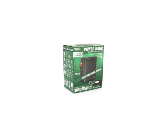Батарея универсальная Remax 80000mAh, PD, QC/27W+22.5W, 3*USB, Type-C, Black (RPP-118), изображение 4 Батарея универсальная Remax 80000mAh, PD, QC/27W+22.5W, 3*USB, Type-C, Black (RPP-118), изображение 4