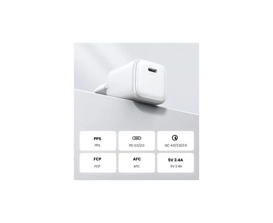 Зарядное устройство Ugreen USB-C PD20W GaN CD318 white (15324), изображение 4 Зарядное устройство Ugreen USB-C PD20W GaN CD318 white (15324), изображение 4