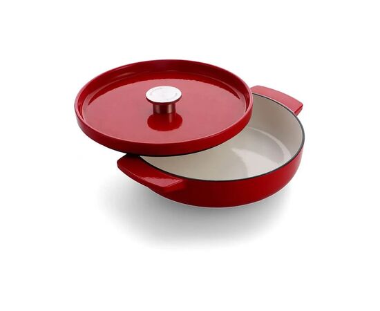 Сотейник KitchenAid Cast Iron чавунний з кришкою, 26 см, 2,77 л, червоний (CC009009-001), изображение 2 Сотейник KitchenAid Cast Iron чавунний з кришкою, 26 см, 2,77 л, червоний (CC009009-001), изображение 2