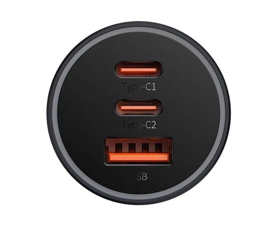 Зарядное устройство Baseus 1xUSB + 2xUSB-C 65W Golden Contactor Pro dark gray (CGJP010013), изображение 3