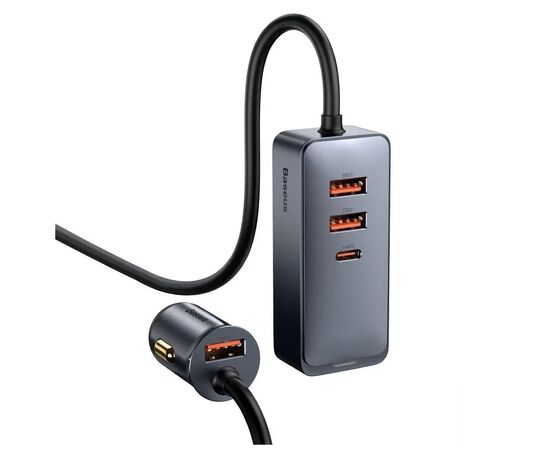 Зарядний пристрій Baseus 2xUSB + Share Together Cigarette Lighter 120W gray (CCBT-D0G), зображення 4 Зарядний пристрій Baseus 2xUSB + Share Together Cigarette Lighter 120W gray (CCBT-D0G), зображення 4