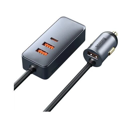 Зарядний пристрій Baseus 2xUSB + Share Together Cigarette Lighter 120W gray (CCBT-D0G)