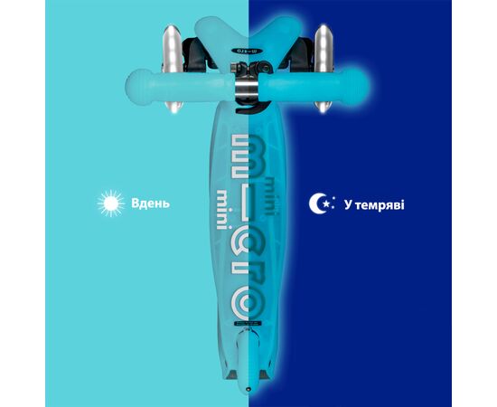 Самокат Micro Mini Deluxe Glow LED льодовик аква (MMD218), изображение 7 Самокат Micro Mini Deluxe Glow LED льодовик аква (MMD218), изображение 7