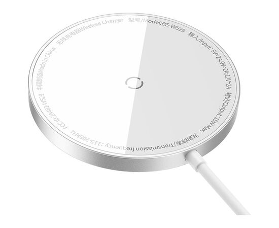 Зарядний пристрій Baseus Simple Mini3 Magnetic Wireless Charger 15W Silver (CCJJ040012), зображення 3 Зарядний пристрій Baseus Simple Mini3 Magnetic Wireless Charger 15W Silver (CCJJ040012), зображення 3
