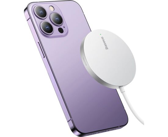 Зарядний пристрій Baseus Simple Mini3 Magnetic Wireless Charger 15W Silver (CCJJ040012), зображення 5 Зарядний пристрій Baseus Simple Mini3 Magnetic Wireless Charger 15W Silver (CCJJ040012), зображення 5