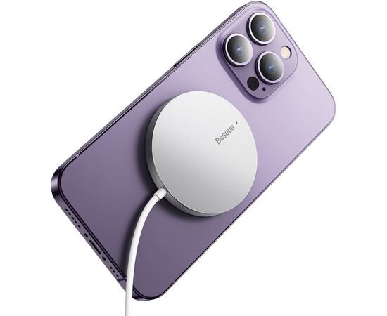 Зарядний пристрій Baseus Simple Mini3 Magnetic Wireless Charger 15W Silver (CCJJ040012), зображення 6 Зарядний пристрій Baseus Simple Mini3 Magnetic Wireless Charger 15W Silver (CCJJ040012), зображення 6