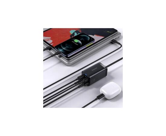 Зарядное устройство Baseus 2xUSB-C 65W + 2xUSB GaN + cable USB-C to USB-C 100W 1.0m black (CCGP040101), изображение 10