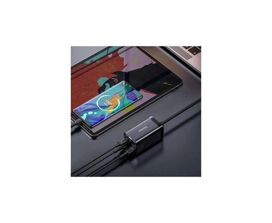 Зарядное устройство Baseus 2xUSB-C 65W + 2xUSB GaN + cable USB-C to USB-C 100W 1.0m black (CCGP040101), изображение 9