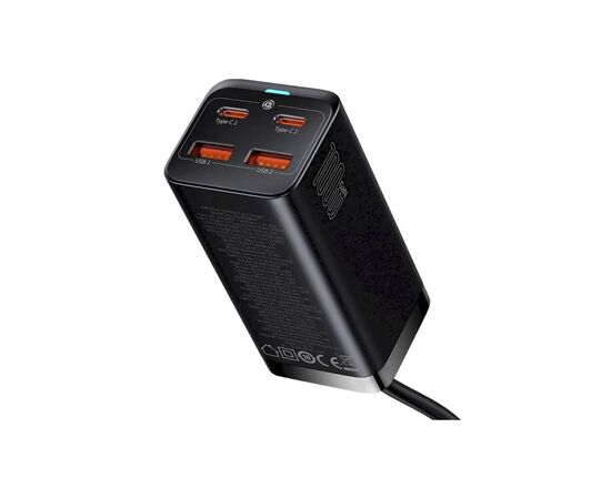 Зарядний пристрій Baseus 2xUSB-C 100W + 2xUSB GaN black (CCGP000101), зображення 5 Зарядний пристрій Baseus 2xUSB-C 100W + 2xUSB GaN black (CCGP000101), зображення 5