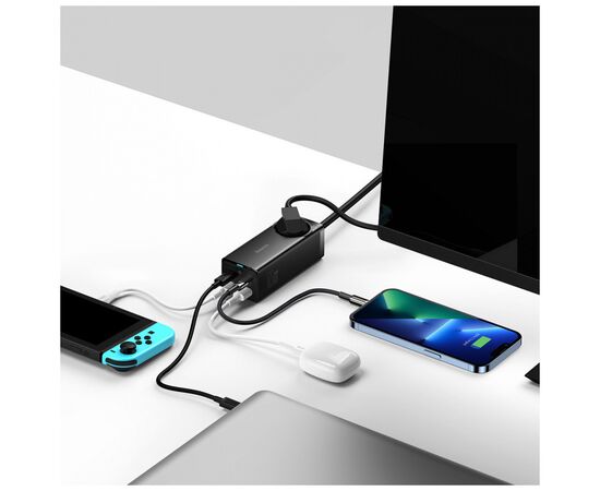 Зарядное устройство Baseus AC + 2xUSB-C 65W + 2xUSB black (PSZM000901), изображение 10