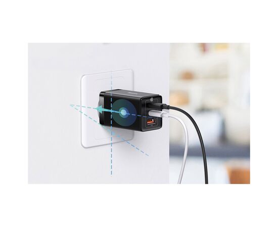 Зарядное устройство Baseus 2xUSB-C 65W + 1xUSB GaN + cable USB-C to USB-C 100W 1.0m black (CCGP120201), изображение 10