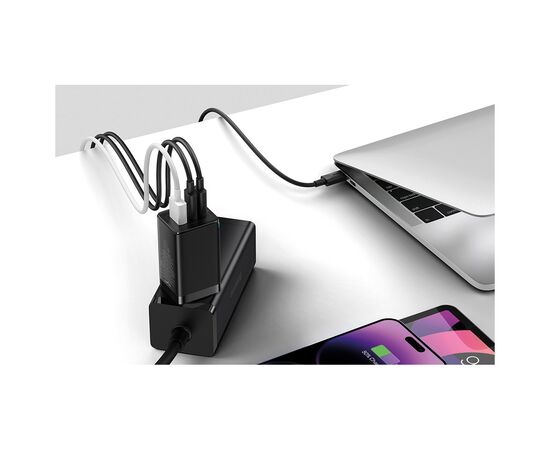 Зарядное устройство Baseus 2xUSB-C 65W + 1xUSB GaN + cable USB-C to USB-C 100W 1.0m black (CCGP120201), изображение 8