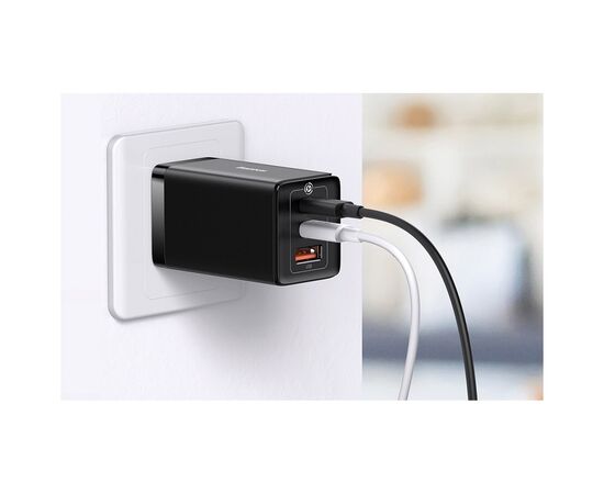 Зарядное устройство Baseus 2xUSB-C 65W + 1xUSB GaN + cable USB-C to USB-C 100W 1.0m black (CCGP120201), изображение 9