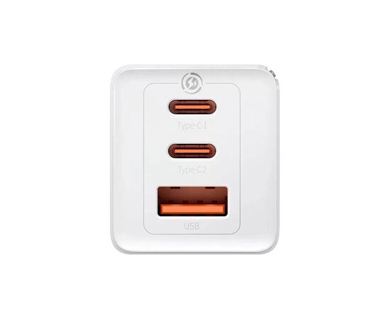 Зарядний пристрій Baseus 2xUSB-C 65W + 1xUSB GaN + cable USB-C to USB-C 100W 1.0m white (CCGP120202), зображення 4 Зарядний пристрій Baseus 2xUSB-C 65W + 1xUSB GaN + cable USB-C to USB-C 100W 1.0m white (CCGP120202), зображення 4