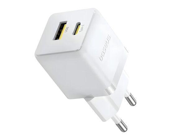 Зарядний пристрій Baseus 1xUSB-C 20W + 1xUSB white + cable USB-C to USB-C 60W 1.0m (P10111608213-01), зображення 2 Зарядний пристрій Baseus 1xUSB-C 20W + 1xUSB white + cable USB-C to USB-C 60W 1.0m (P10111608213-01), зображення 2