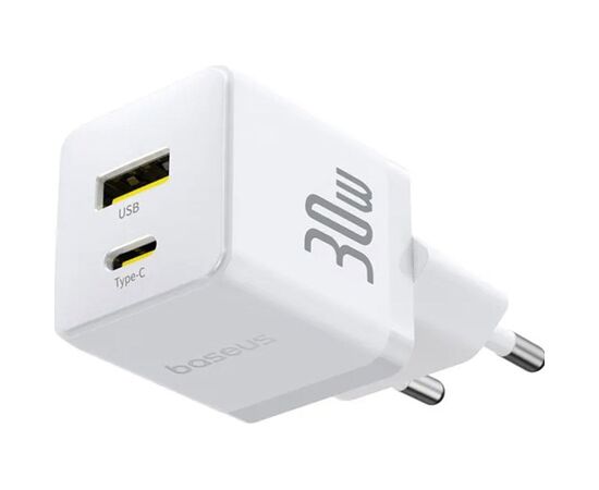 Зарядний пристрій Baseus 1xUSB-C 30W + 1xUSB white (P1011160A213-00), зображення 4 Зарядний пристрій Baseus 1xUSB-C 30W + 1xUSB white (P1011160A213-00), зображення 4