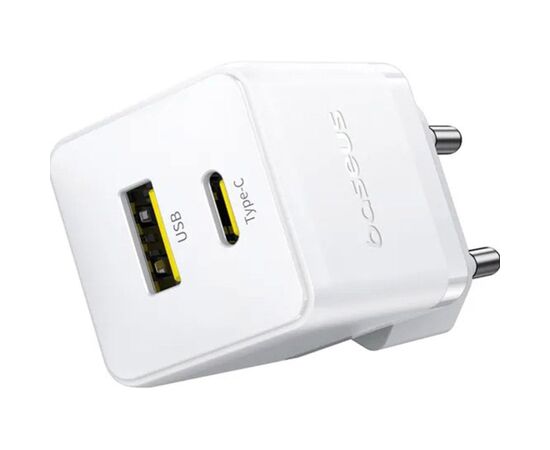 Зарядний пристрій Baseus 1xUSB-C 30W + 1xUSB white (P1011160A213-00), зображення 6 Зарядний пристрій Baseus 1xUSB-C 30W + 1xUSB white (P1011160A213-00), зображення 6
