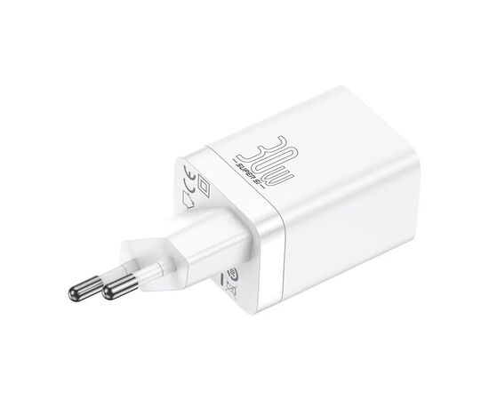 Зарядний пристрій Baseus 1xUSB-C 30W + 1xUSB white (CCSUPP-E02), зображення 5 Зарядний пристрій Baseus 1xUSB-C 30W + 1xUSB white (CCSUPP-E02), зображення 5