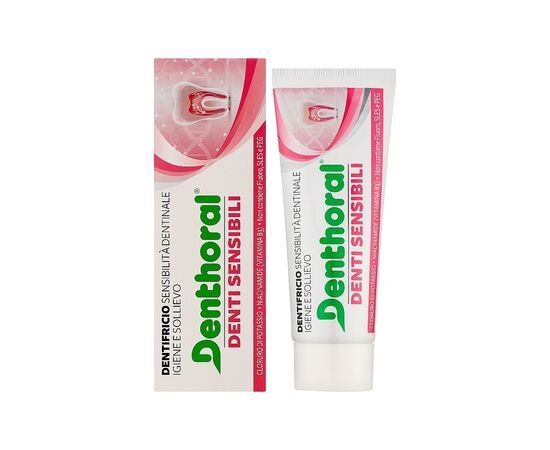 Зубная паста Denthoral Dentifricio Sensitive Teeth Для чувствительных зубов 75 мл (8002185041405), изображение 2 Зубная паста Denthoral Dentifricio Sensitive Teeth Для чувствительных зубов 75 мл (8002185041405), изображение 2
