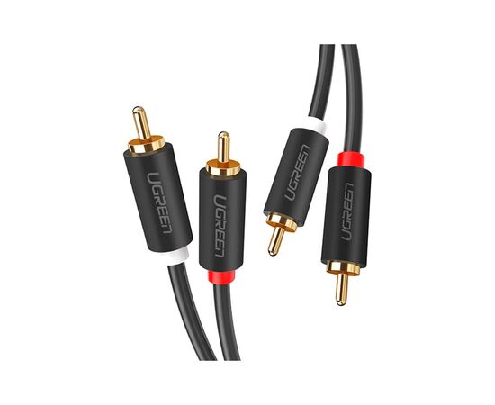 Кабель мультимедийный 2xRCA M to 2xRCA M 1.5m AV104 black Ugreen (10517), изображение 2