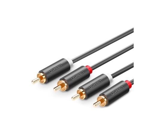 Кабель мультимедийный 2xRCA M to 2xRCA M 1.5m AV104 black Ugreen (10517), изображение 3