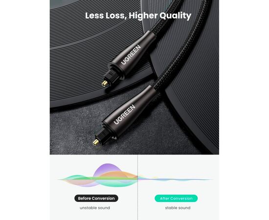 Кабель мультимедийный Optical Toslink 3.0m AV108 black Ugreen (10541), изображение 3