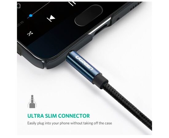Кабель мультимедийный 3.5mm M to 3.5mm M 2.0m AV112 blue Ugreen (10687), изображение 5 Кабель мультимедийный 3.5mm M to 3.5mm M 2.0m AV112 blue Ugreen (10687), изображение 5