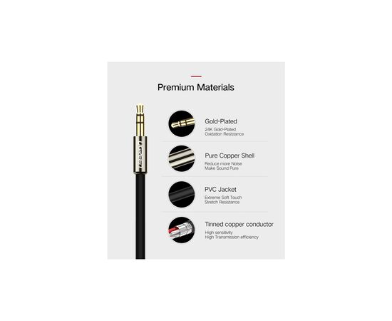 Кабель мультимедийный 3.5mm M to 2xRCA M 2.0m AV116 black Ugreen (10584), изображение 6 Кабель мультимедийный 3.5mm M to 2xRCA M 2.0m AV116 black Ugreen (10584), изображение 6