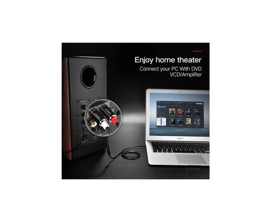 Кабель мультимедийный 3.5mm M to 2xRCA M 2.0m AV116 black Ugreen (10584), изображение 7 Кабель мультимедийный 3.5mm M to 2xRCA M 2.0m AV116 black Ugreen (10584), изображение 7