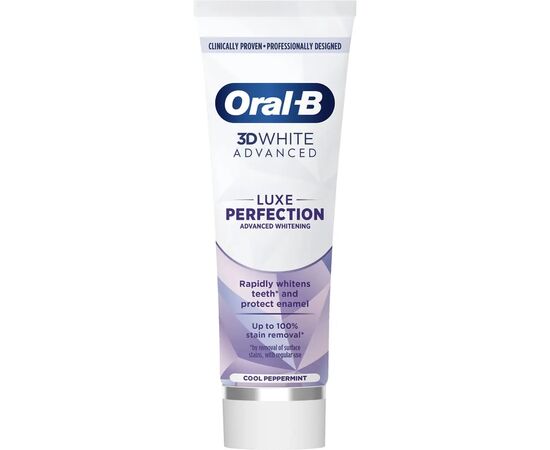 Зубна паста Oral-B 3D White Advanced Luxe Perfection Прохолода перцевої м'яти 75 мл (8700216922784), зображення 2 Зубна паста Oral-B 3D White Advanced Luxe Perfection Прохолода перцевої м'яти 75 мл (8700216922784), зображення 2