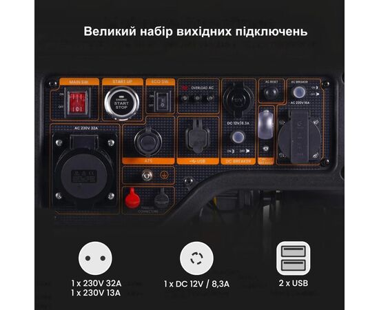 Генератор maXpeedingRODS MXR6000 (5,5kW), 220V, 50Hz, 14,5л, электростартер, ATS (mxr6000), изображение 9 Генератор maXpeedingRODS MXR6000 (5,5kW), 220V, 50Hz, 14,5л, электростартер, ATS (mxr6000), изображение 9