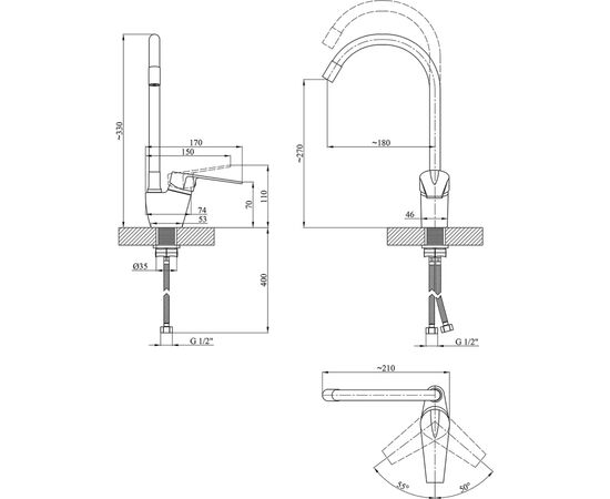 Змішувач Kroner Odra-C032WHI (CV021173), зображення 7 Змішувач Kroner Odra-C032WHI (CV021173), зображення 7