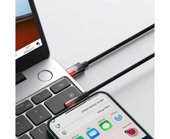 Дата кабель USB-C to Lightning 2.0m 20W black/red Baseus (CAVP000320), зображення 9 Дата кабель USB-C to Lightning 2.0m 20W black/red Baseus (CAVP000320), зображення 9