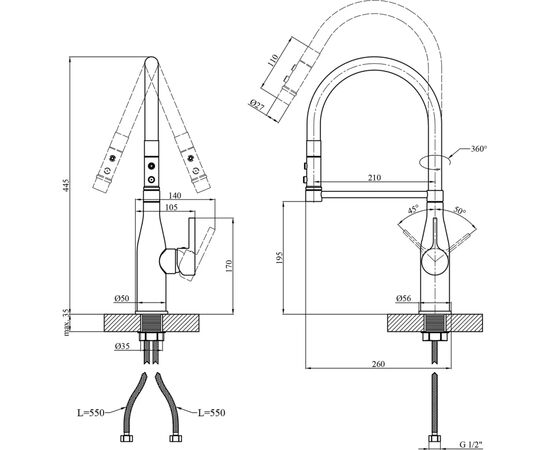 Смеситель Kroner Ersel-SCH03112BLK (CV035578), изображение 10 Смеситель Kroner Ersel-SCH03112BLK (CV035578), изображение 10