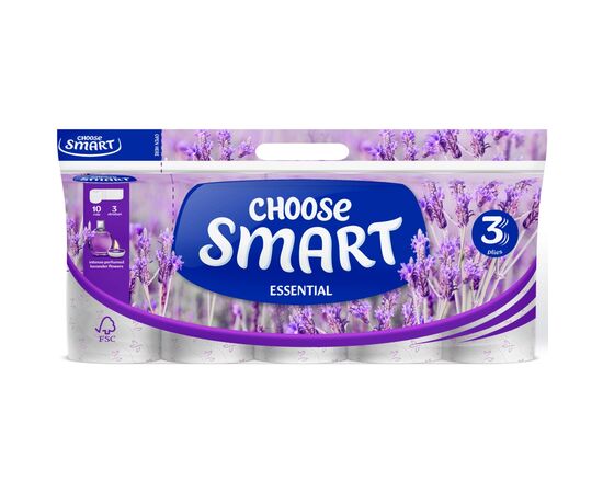 Туалетная бумага Smart Tissue Essential Lavender 3 слоя 10 рулонов (5944582100121)