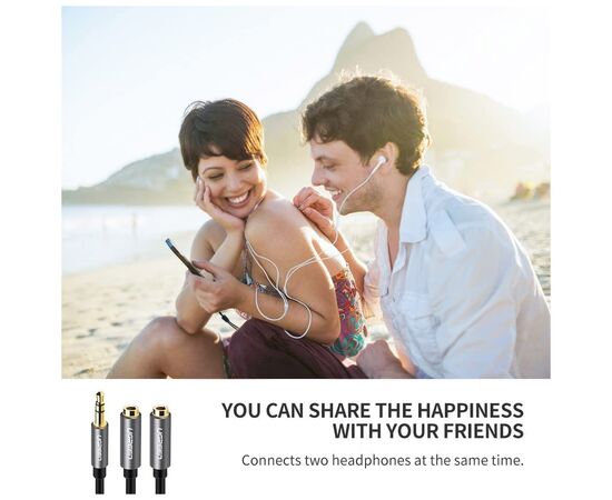 Кабель мультимедийный 3.5mm M to 2x3.5mm F 0.2m AV123 black Ugreen (10532), изображение 2 Кабель мультимедийный 3.5mm M to 2x3.5mm F 0.2m AV123 black Ugreen (10532), изображение 2