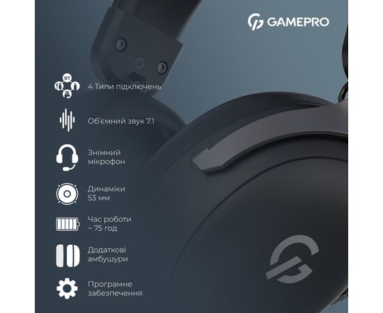 Наушники GamePro Asgard Freya Pro Wireless Black (HSW201B), изображение 12 Наушники GamePro Asgard Freya Pro Wireless Black (HSW201B), изображение 12