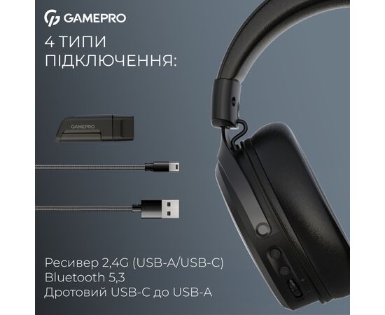 Наушники GamePro Asgard Freya Pro Wireless Black (HSW201B), изображение 6 Наушники GamePro Asgard Freya Pro Wireless Black (HSW201B), изображение 6