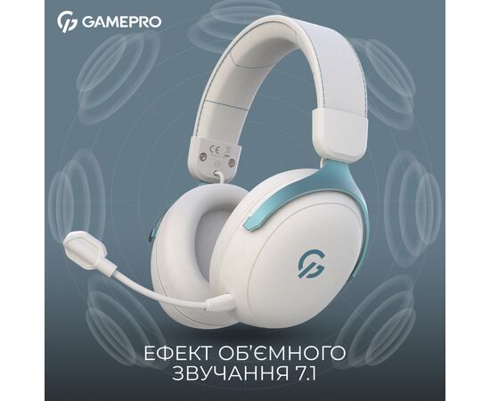 Наушники GamePro Asgard Freya Pro Wireless White/Blue (HSW201WB), изображение 5 Наушники GamePro Asgard Freya Pro Wireless White/Blue (HSW201WB), изображение 5