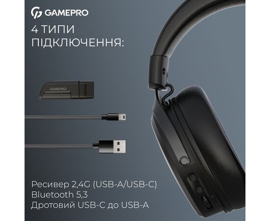Наушники GamePro Asgard Skadi Wireless Black (HSW191B), изображение 6 Наушники GamePro Asgard Skadi Wireless Black (HSW191B), изображение 6