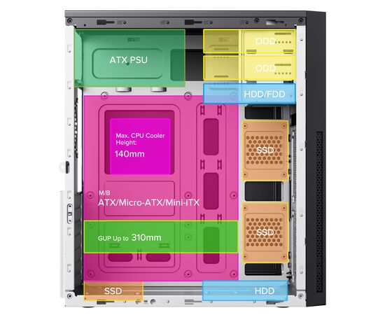 Корпус Gamemax ET-213-NP-2U3-TYC-CR-PM, изображение 9 Корпус Gamemax ET-213-NP-2U3-TYC-CR-PM, изображение 9