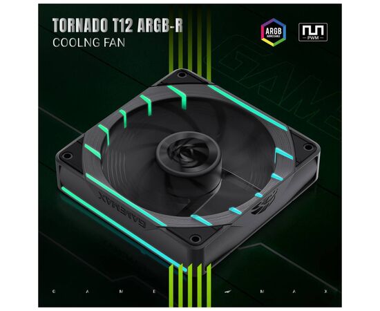 Кулер для корпуса Gamemax Tornado T12 ARGB-R, изображение 5 Кулер для корпуса Gamemax Tornado T12 ARGB-R, изображение 5