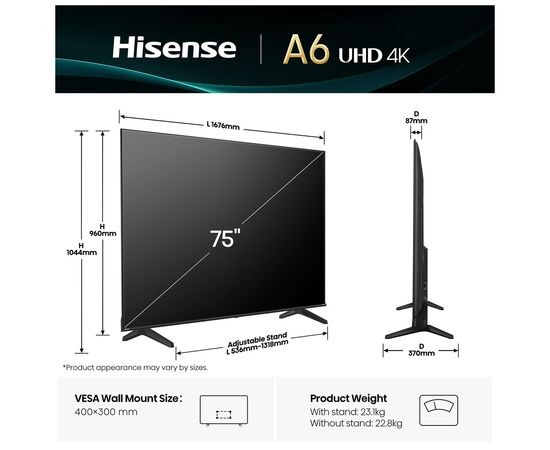 Телевизор Hisense 75A6Q, изображение 5 Телевизор Hisense 75A6Q, изображение 5
