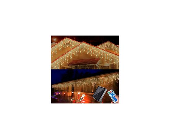 Гирлянда Voltronic Бахрома White Hot 256 LED, 5х0,7м, вулична, з сонячною панелью та пультом (RH-02-256/5/0,7/32WH) Гирлянда Voltronic Бахрома White Hot 256 LED, 5х0,7м, вулична, з сонячною панелью та пультом (RH-02-256/5/0,7/32WH)
