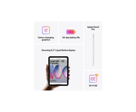 Планшет Apple iPad mini 2024 Wi-Fi 512GB Purple (MYH33NF/A), изображение 6 Планшет Apple iPad mini 2024 Wi-Fi 512GB Purple (MYH33NF/A), изображение 6
