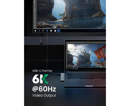 Концентратор Ugreen 2xUSB-C to 3xUSB 3.0 + SD/TF + PD CM251 gray (60560), изображение 5 Концентратор Ugreen 2xUSB-C to 3xUSB 3.0 + SD/TF + PD CM251 gray (60560), изображение 5